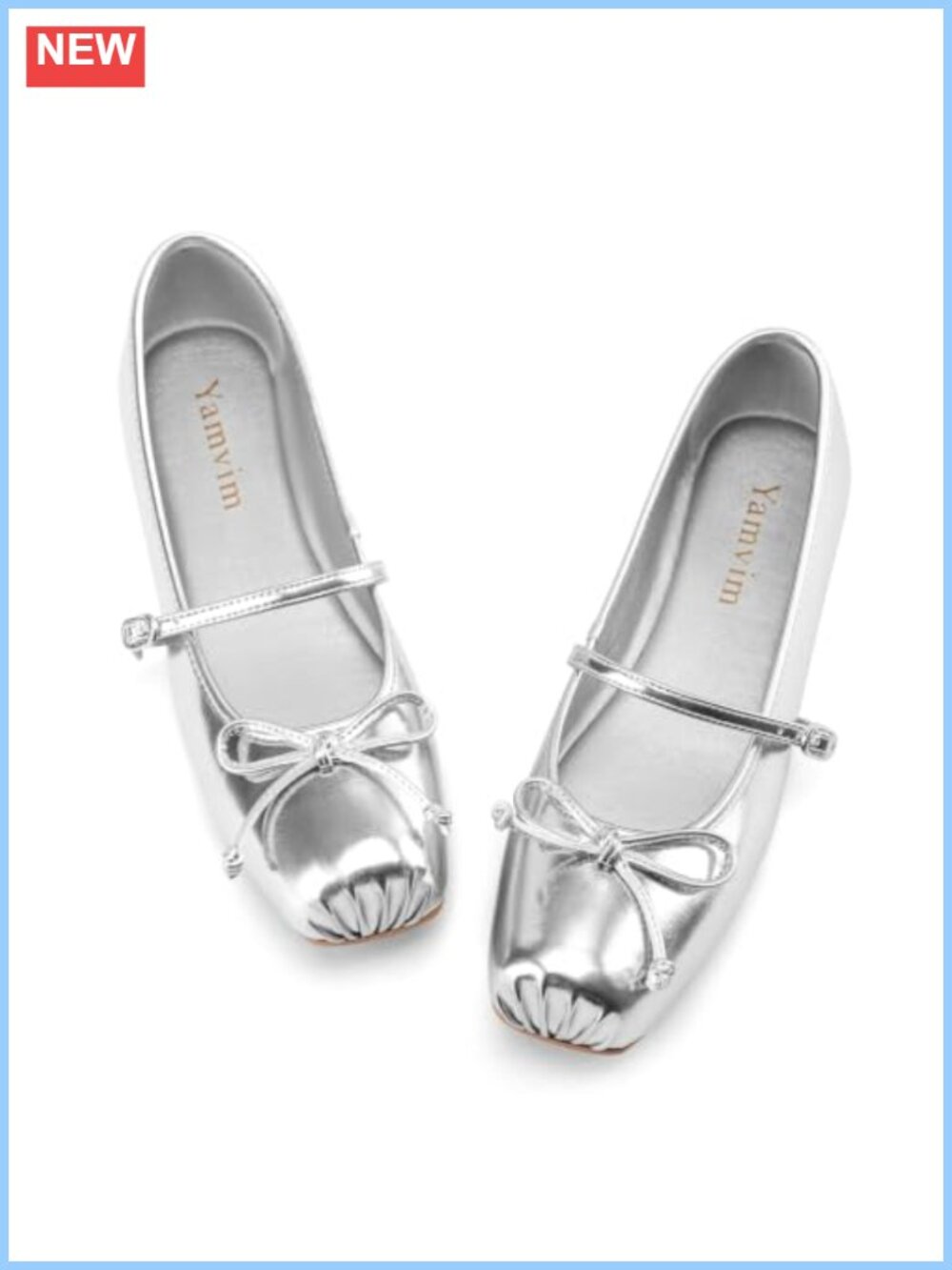 Ballet Flats Square Toe Bow Buckle Mary Jane Slip On PU Leather